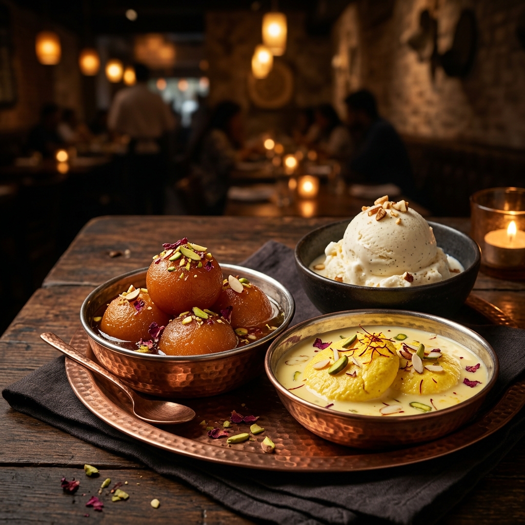 Gulab Jamun and Rasamalai – authentic Indian desserts served at Parotta Palace near St. Louis Missouri