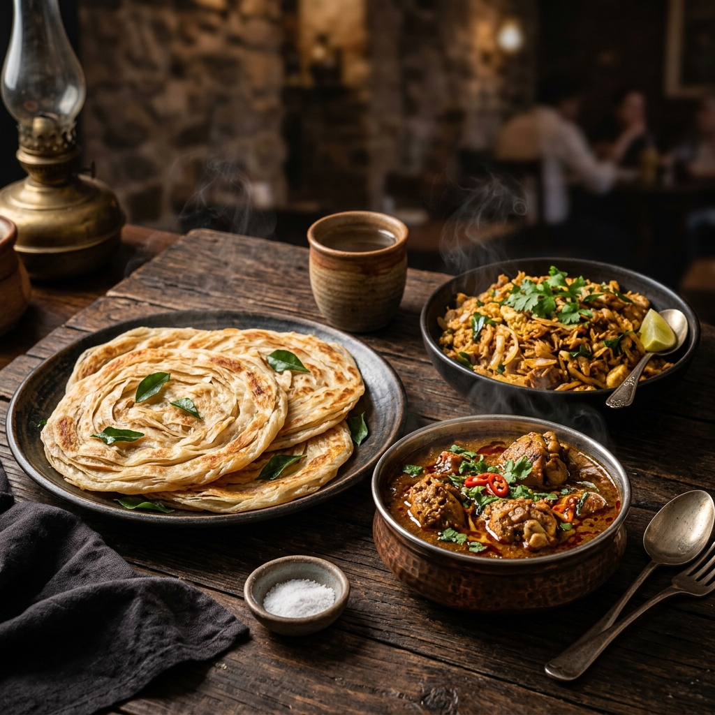 Kizhi Parotta, Kothu Parotta and Parotta with Salna combos – signature South Indian parotta meals at Parotta Palace, the best Indian restaurant near St. Louis MO